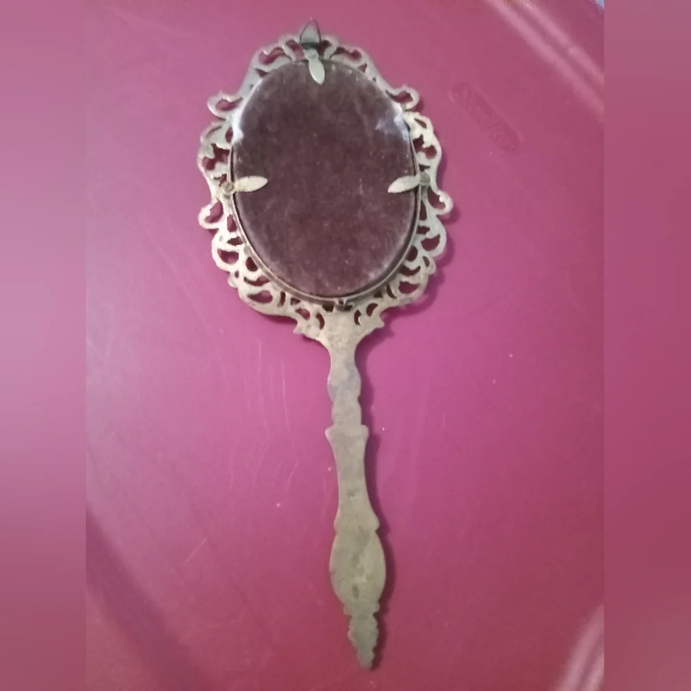Vintage Brass Handheld Mirror